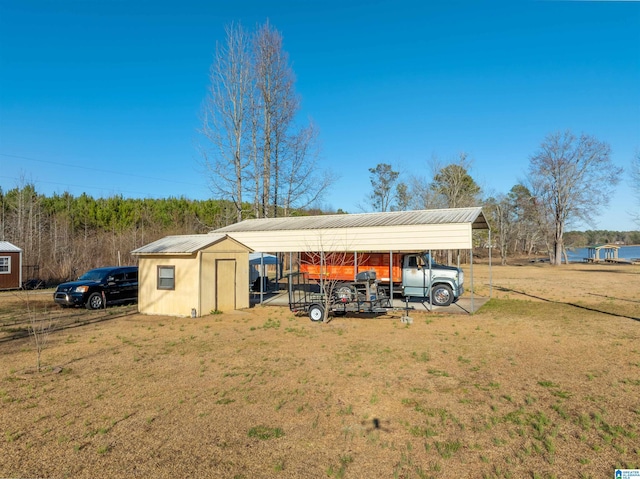 view of shed featuring a carport