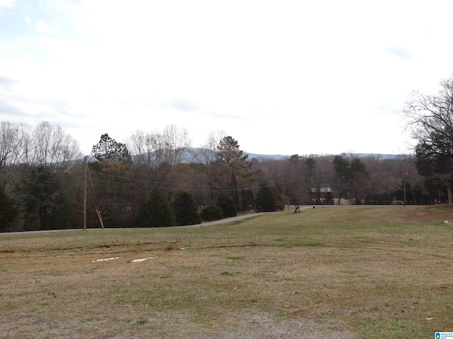 view of yard with a view of trees