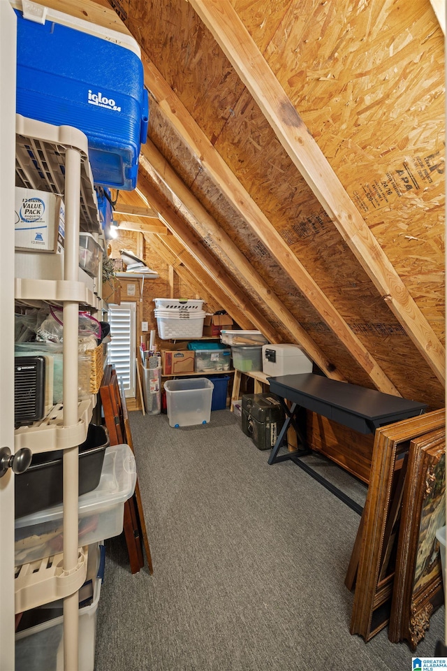 view of unfinished attic