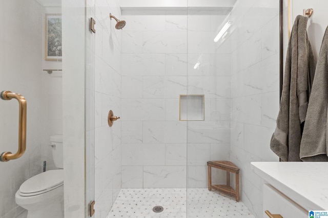 300 20th Ave N Unit 204, Birmingham, AL 35203 - bathroom featuring a shower stall, toilet, and vanity
