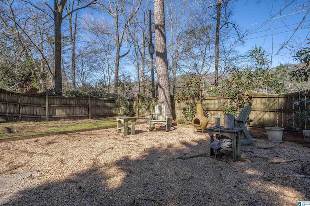 view of yard featuring a fenced backyard