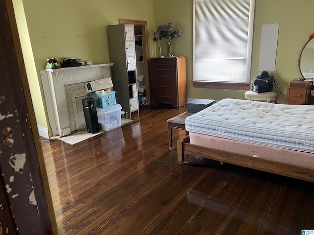 bedroom with wood-type flooring