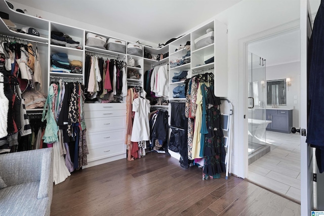 spacious closet featuring wood finished floors