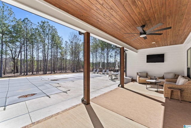 view of patio with ceiling fan