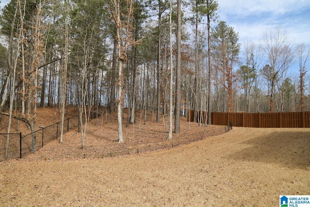 view of yard featuring fence