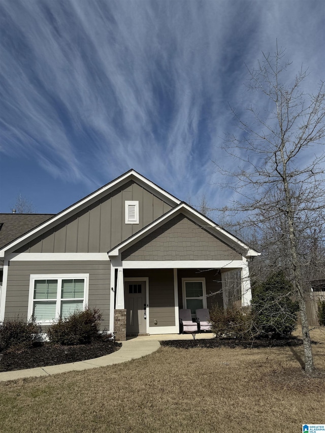 view of front of home featuring a porch and board and batten siding