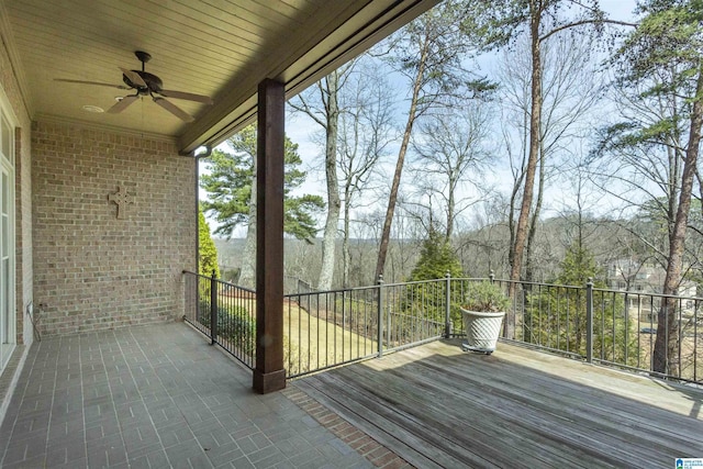 deck with a ceiling fan