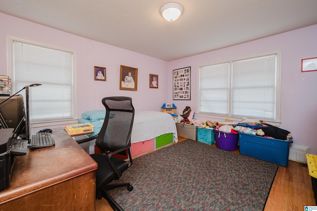 office space featuring wood finished floors