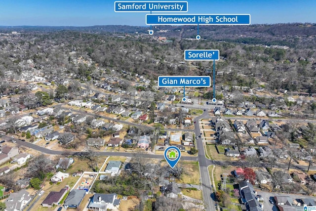 birds eye view of property with a residential view