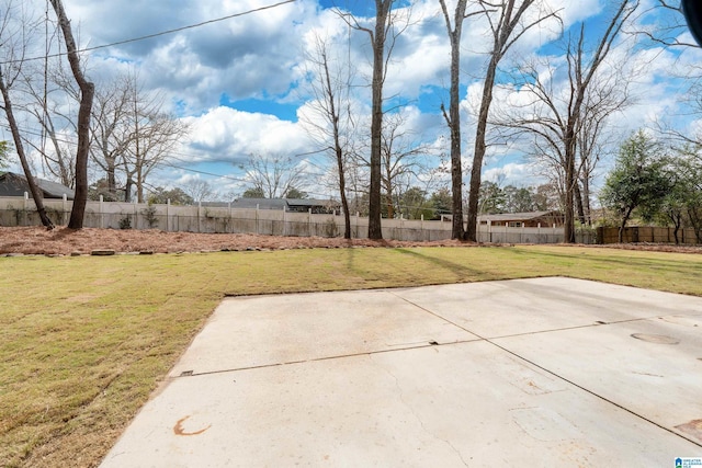 view of yard with a patio area and a fenced backyard