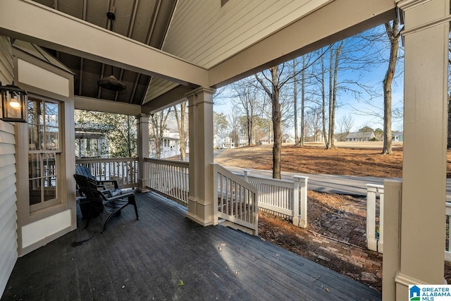 wooden terrace with covered porch