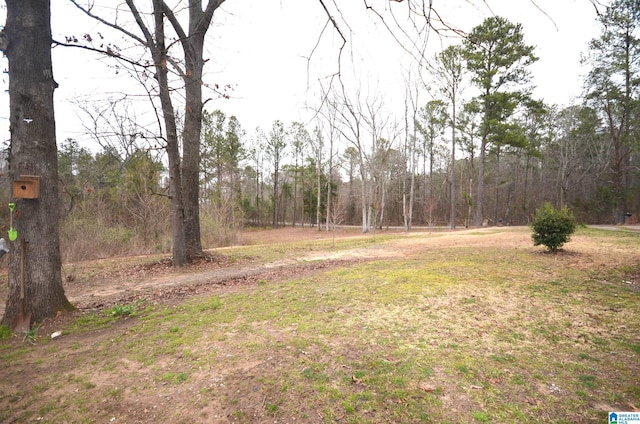 view of yard with a wooded view