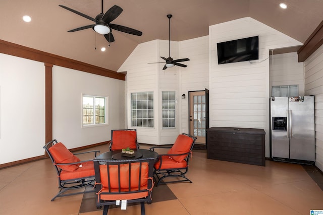 view of patio / terrace featuring ceiling fan