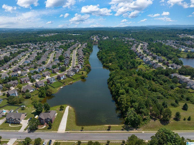 bird's eye view with a water view and a residential view