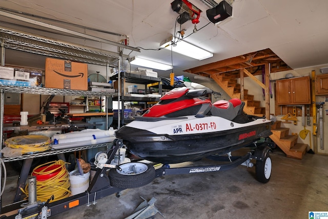 garage with a garage door opener