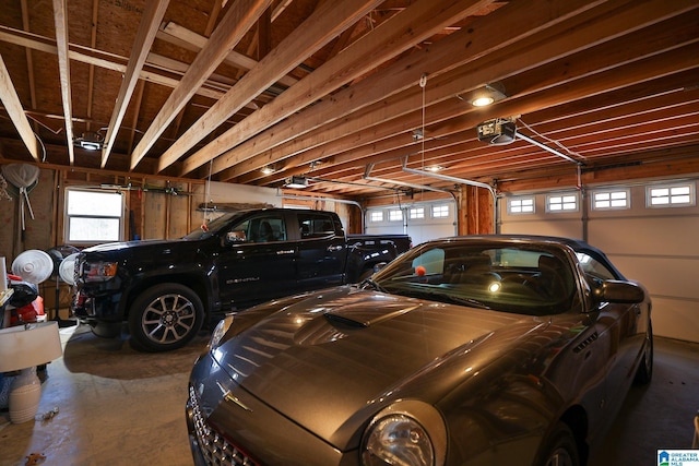 garage with a garage door opener