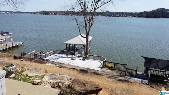 view of dock featuring a water view