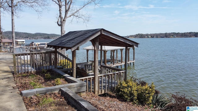 view of dock featuring a water view