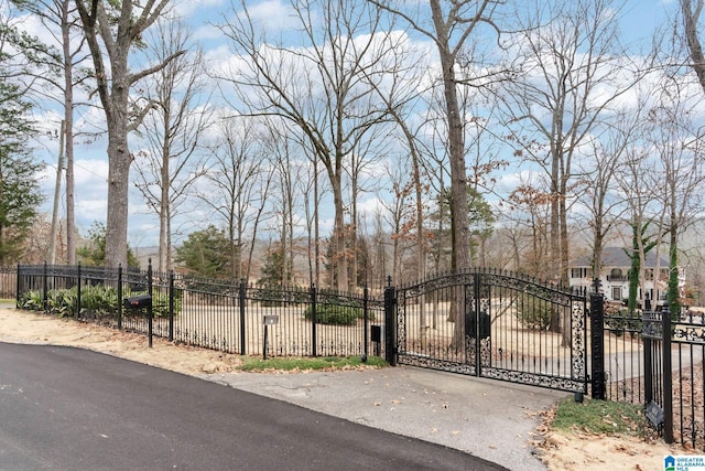 view of gate with fence