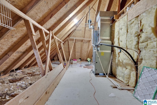 attic with heating unit