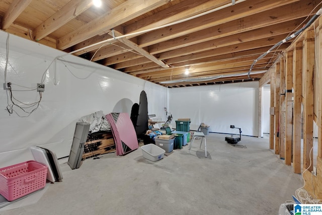 view of unfinished basement