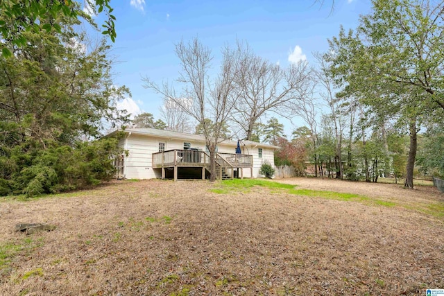 view of yard featuring a deck