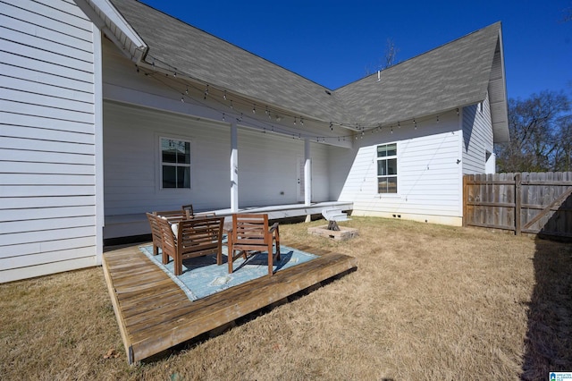 wooden terrace with fence