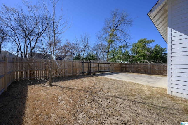 view of yard featuring a fenced backyard and a patio