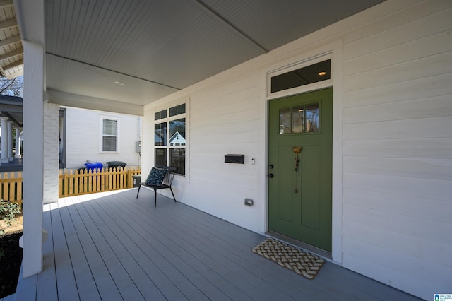 wooden terrace with covered porch