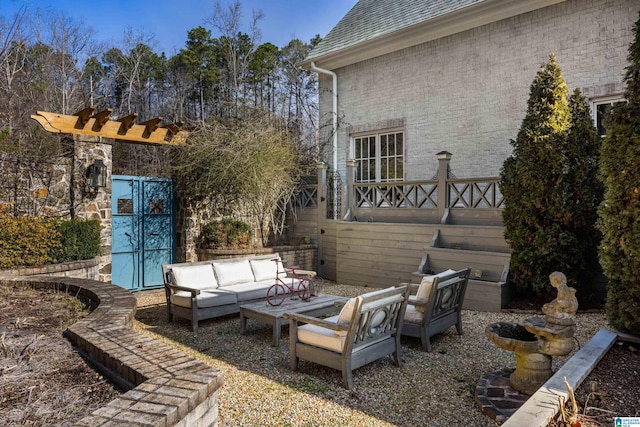 view of patio featuring an outdoor living space