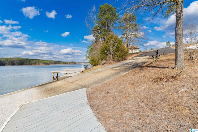 view of dock featuring a water view