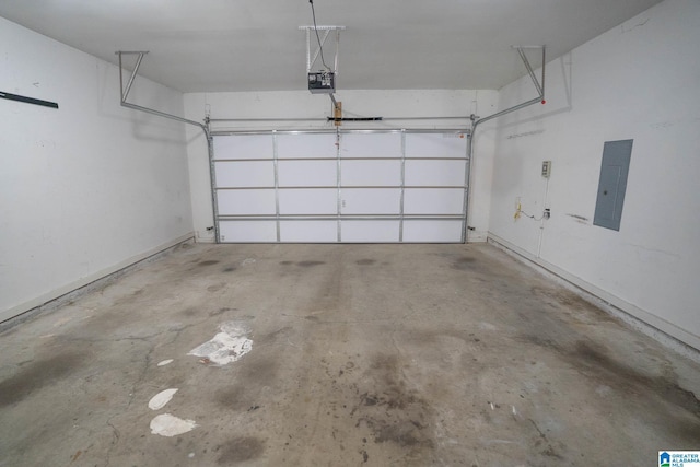 parking deck with electric panel and a garage door opener