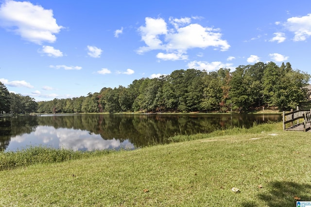 property view of water with a wooded view