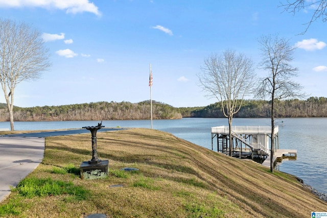 view of dock featuring a water view