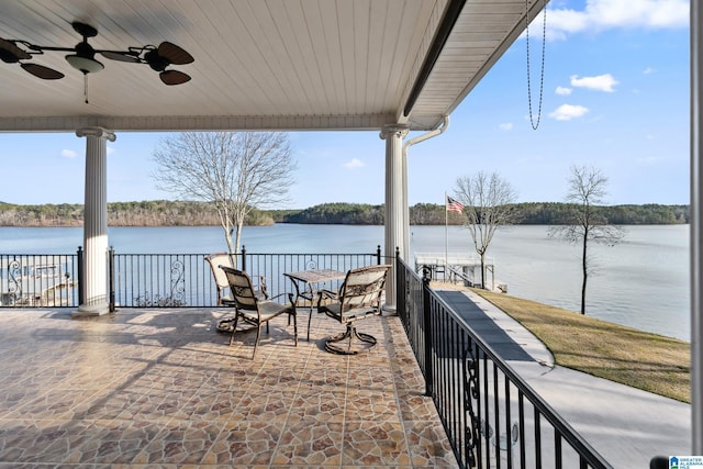 view of dock featuring a water view