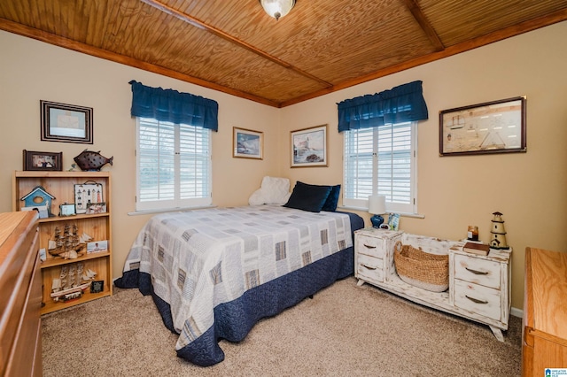 bedroom featuring wooden ceiling