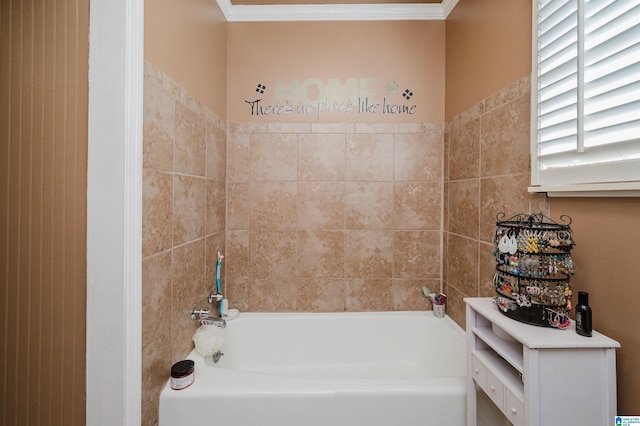 bathroom with ornamental molding