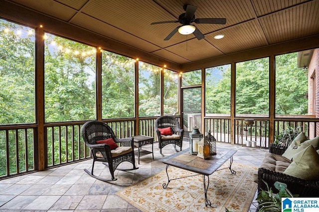 305 Camp Forrest Trl, Helena, AL 35080 - sunroom featuring a ceiling fan and an outdoor living space