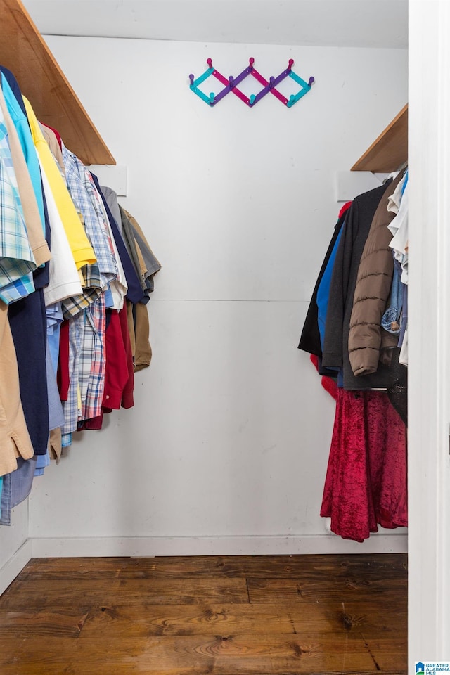 spacious closet with wood finished floors