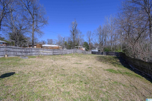 view of yard featuring a fenced backyard