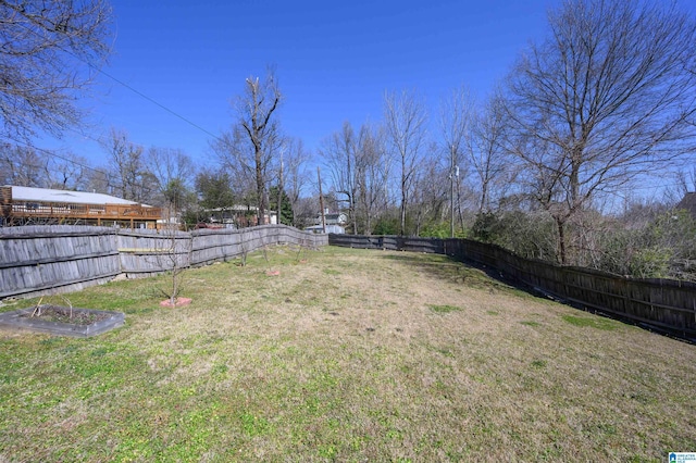 view of yard featuring a fenced backyard