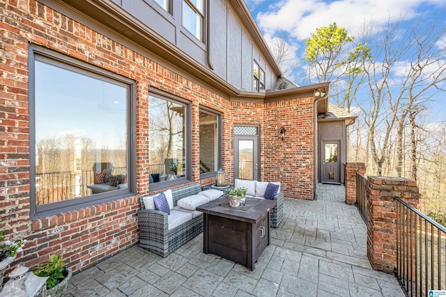 view of patio featuring an outdoor hangout area