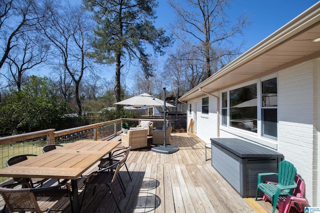 deck with outdoor dining space