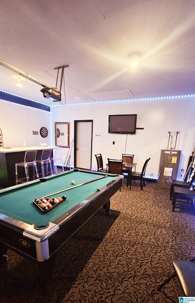 game room with carpet floors and billiards