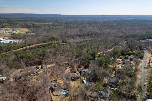 birds eye view of property featuring a view of trees