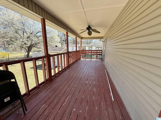 deck featuring a ceiling fan