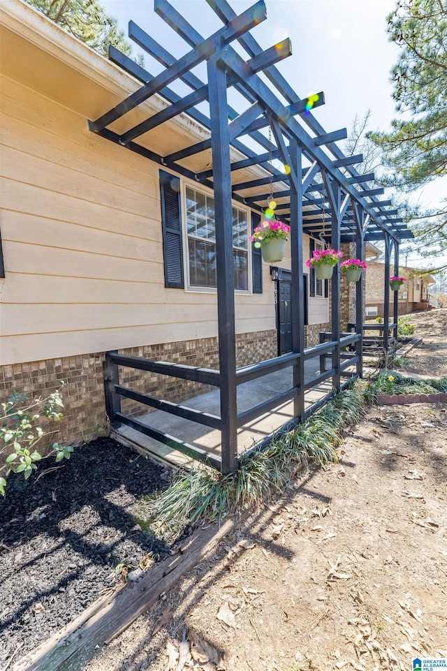 exterior space with a pergola