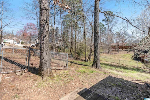 view of yard with a gate and fence