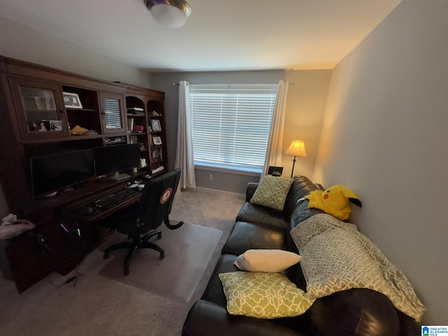 office with baseboards and carpet floors