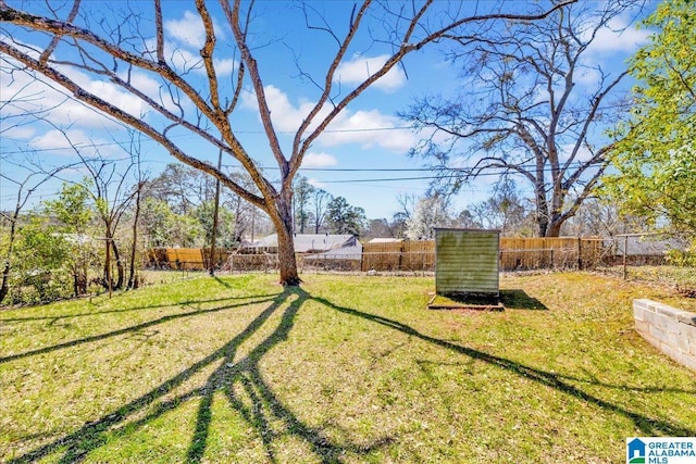 view of yard featuring a fenced backyard